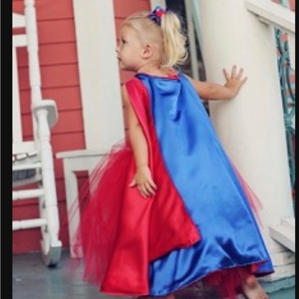 Children’s Cape Red and Blue Reversible cape kids dress up Halloween Costume